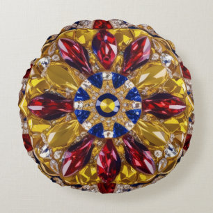 Round Throw Pillow with Colombian Colours