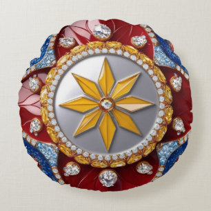 Round Throw Pillow with Colombian Colours