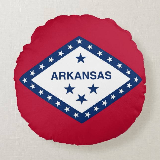 Round Throw Pillow with flag of Arkansas, USA (Front)