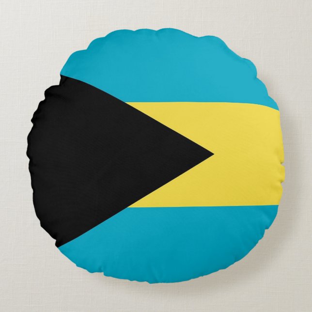 Round Throw Pillow with flag of Bahamas (Front)
