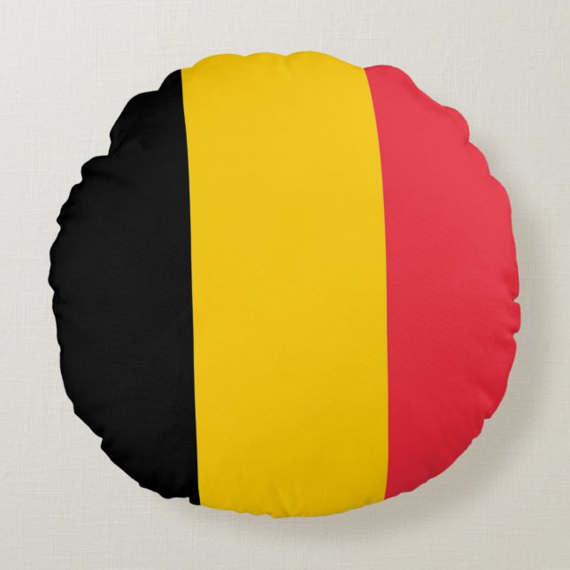 Round Throw Pillow with flag of Belgium (Front)