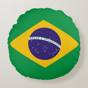 Round Throw Pillow with flag of Brazil