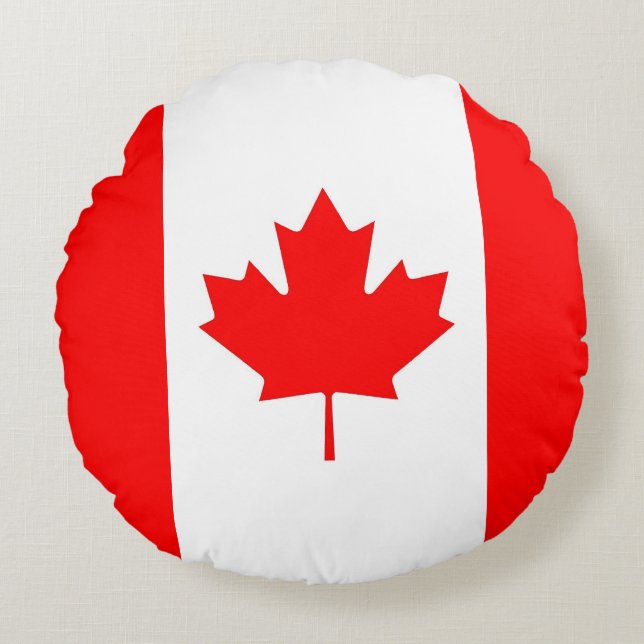 Round Throw Pillow with flag of Canada (Front)