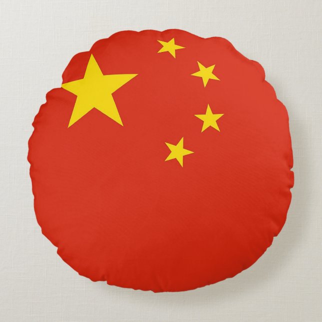 Round Throw Pillow with flag of China (Front)