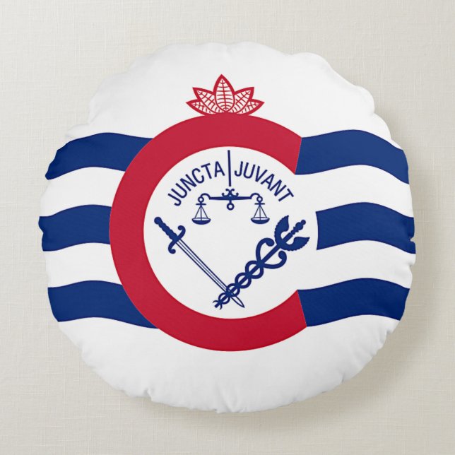 Round Throw Pillow with flag of Cincinnati, USA (Front)