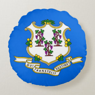 Round Throw Pillow with flag of Connecticut, USA