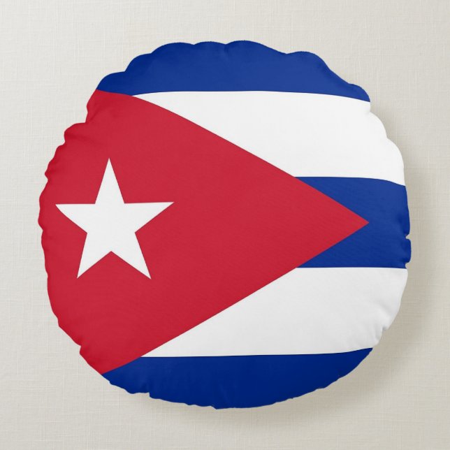 Round Throw Pillow with flag of Cuba (Front)