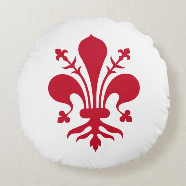 Round Throw Pillow with flag of Florence, Italy (Front)
