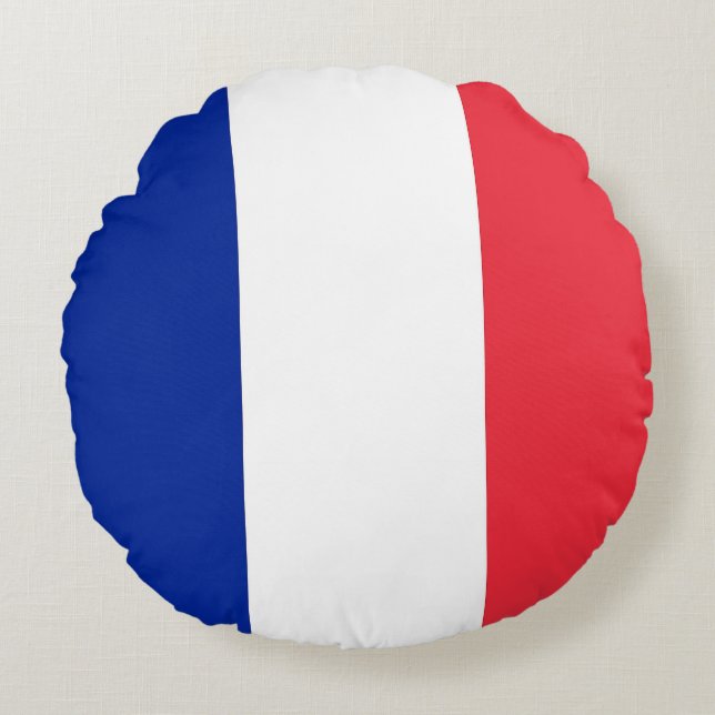 Round Throw Pillow with flag of France (Front)