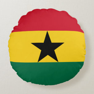 Round Throw Pillow with flag of Ghana