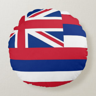 Round Throw Pillow with flag of Hawaii, USA