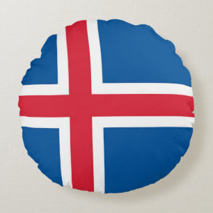 Round Throw Pillow with flag of Iceland