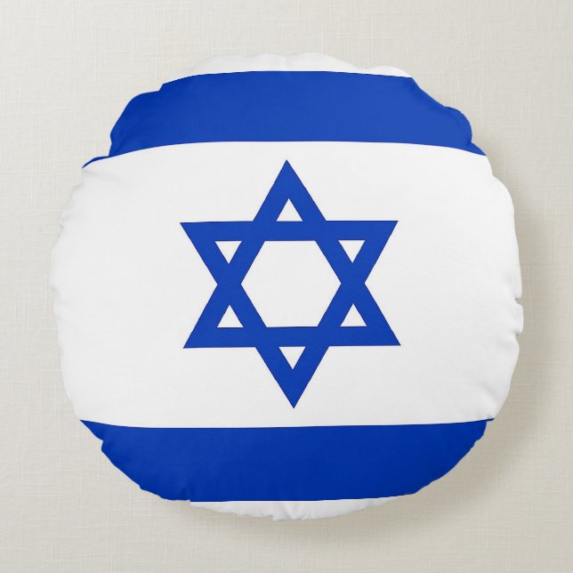 Round Throw Pillow with flag of Israel (Front)
