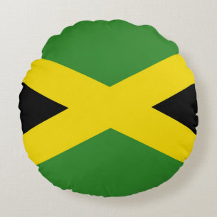 Round Throw Pillow with flag of Jamaica