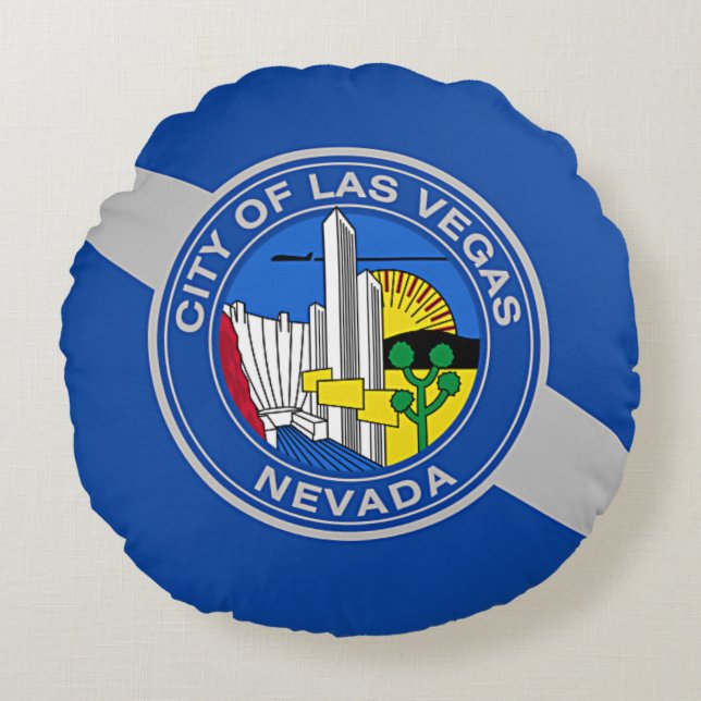 Round Throw Pillow with flag of Las Vegas, USA (Front)
