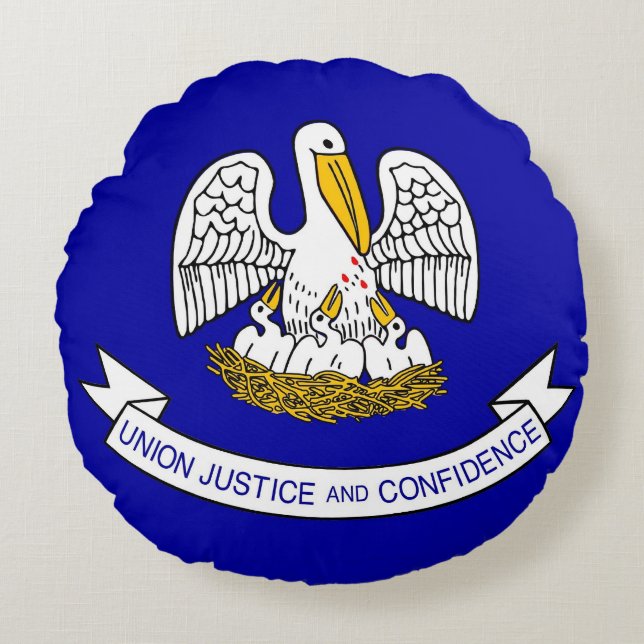 Round Throw Pillow with flag of Louisiana, USA (Front)