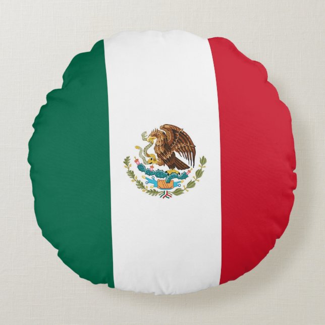 Round Throw Pillow with flag of Mexico (Front)