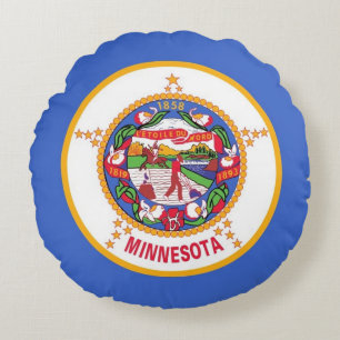 Round Throw Pillow with flag of Minnesota, USA