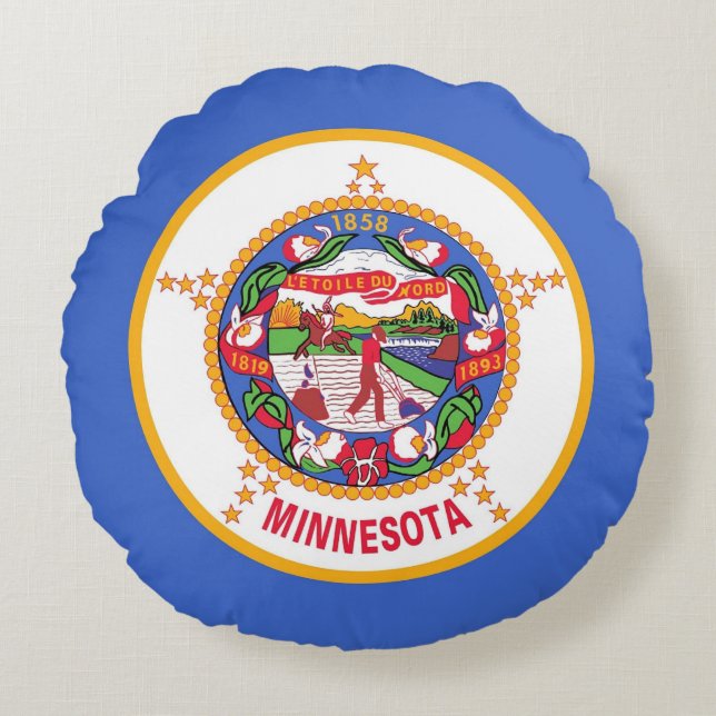 Round Throw Pillow with flag of Minnesota, USA (Front)