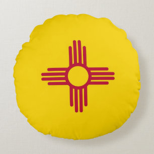 Round Throw Pillow with flag of New Mexico, USA