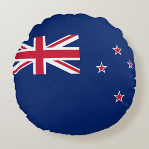 Round Throw Pillow with flag of New Zealand