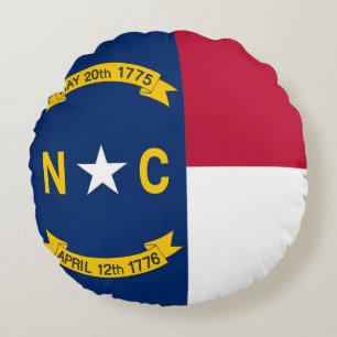 Round Throw Pillow with flag of North Carolina
