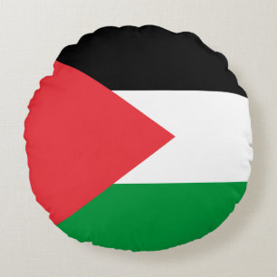 Round Throw Pillow with flag of Palestine