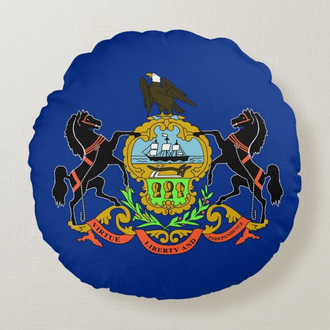 Round Throw Pillow with flag of Pennsylvania (Front)