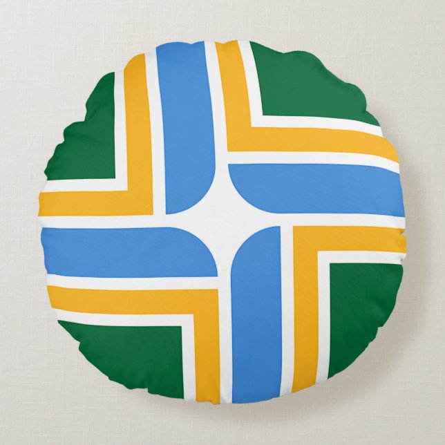 Round Throw Pillow with flag of Portland, USA (Front)