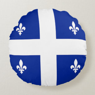 Round Throw Pillow with flag of Quebec, Canada