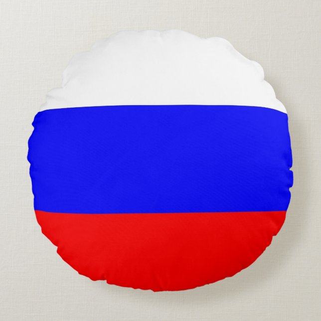 Round Throw Pillow with flag of Russia (Front)