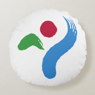 Round Throw Pillow with flag of Seoul