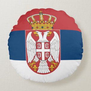 Round Throw Pillow with flag of Serbia