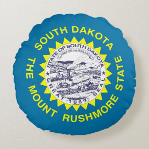 Round Throw Pillow with flag of South Dakota
