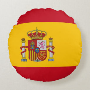 Round Throw Pillow with flag of Spain