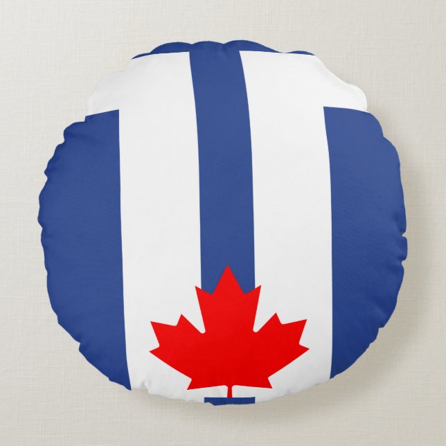 Round Throw Pillow with flag of Toronto, Canada (Front)