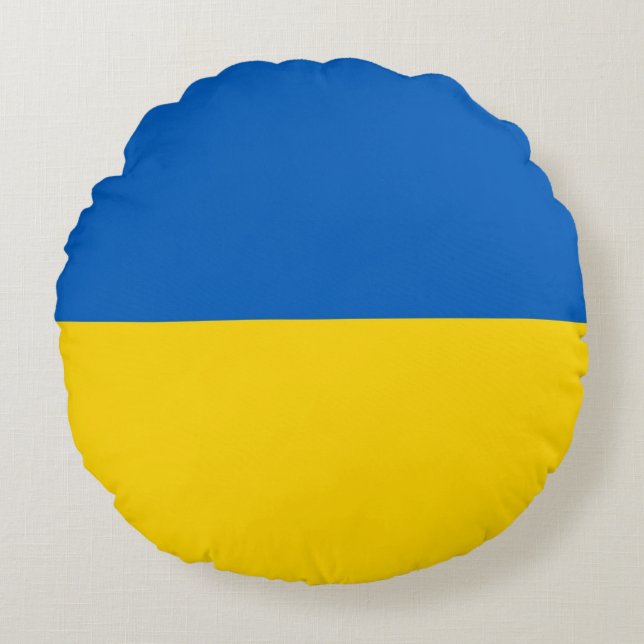 Round Throw Pillow with flag of Ukraine (Front)