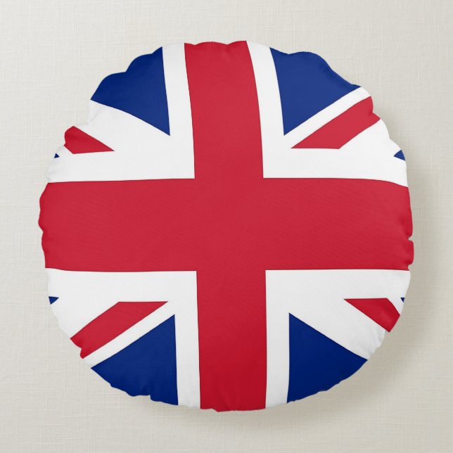 Round Throw Pillow with flag of United Kingdom (Front)