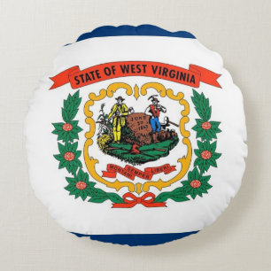 Round Throw Pillow with flag of West Virginia, USA