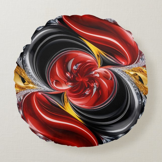 Round Throw Pillow with Germany  Colours (Front)