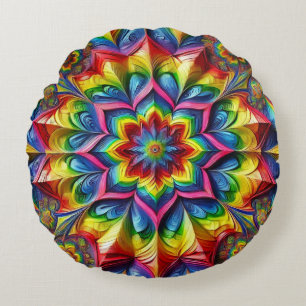 Round Throw Pillow with LGBTQ Colours