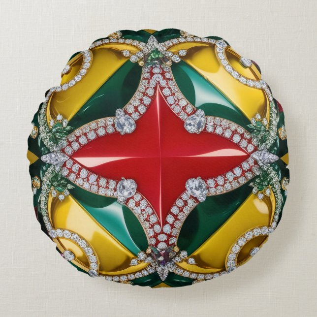 Round Throw Pillow with Los Angeles Colours (Front)