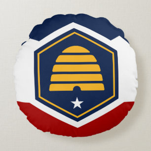 Round Throw Pillow with new flag of Utah, USA
