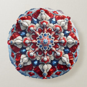 Round Throw Pillow with Norwegian Colours