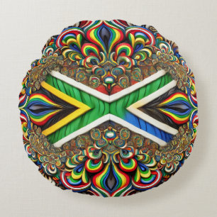 Round Throw Pillow with South Africa Colours