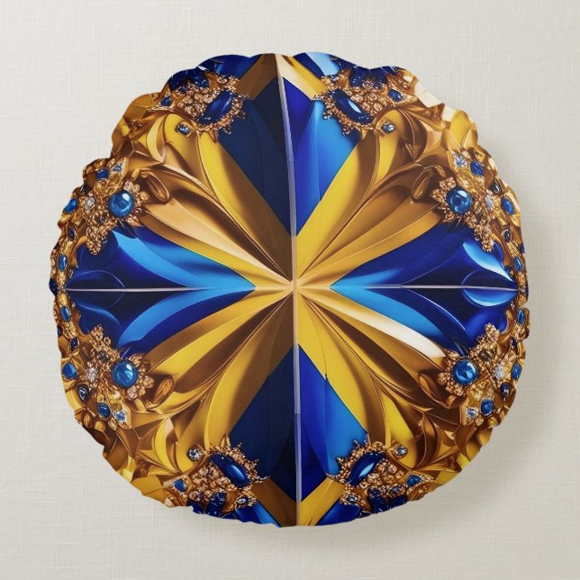 Round Throw Pillow with Sweden Colours (Front)