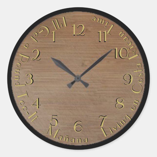 Round Too-It Backward Clock Look Classic Round Sticker (Front)