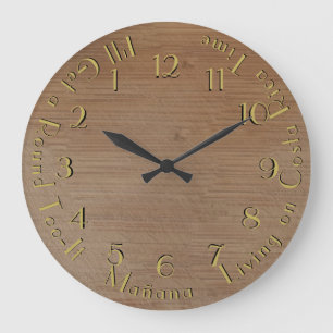Round Too-It Backward Worn Wood Customizable Large Clock