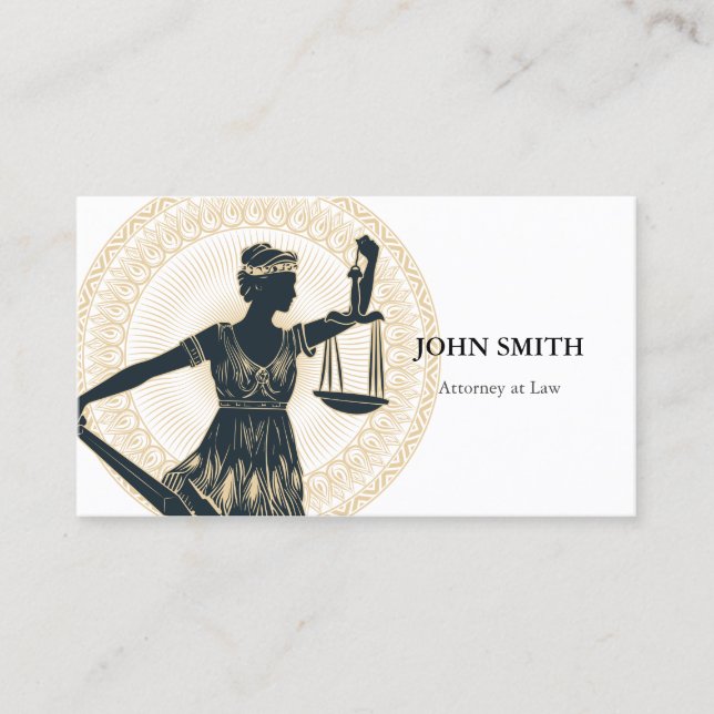 Round Totem Lady Justice Professional Attorney Business Card (Front)