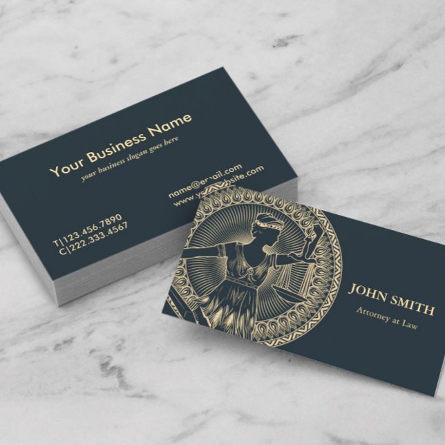 Round Totem Lady Justice Professional Attorney Business Card (Creator Uploaded)